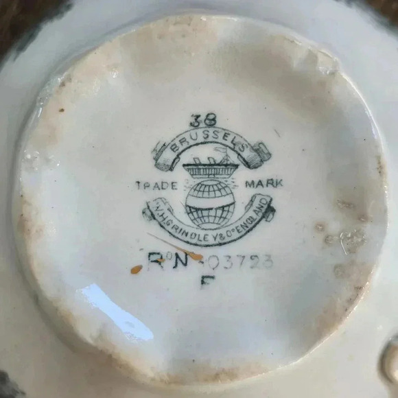 3 Antique 1890s Teacups by Grindley of England in Turquoise Brussels Pattern - Picture 5 of 5